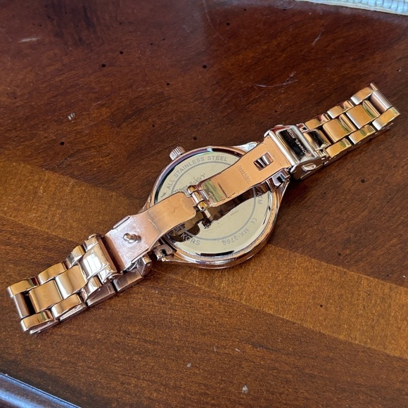 Michael Kors Pave Crystal Rose Gold Tone Watch Slim Runway Sparky Mid-Sized main image 9